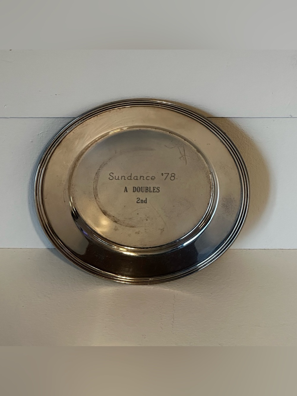 Vintage Silver-Plated Trophy Award Plaque Plate, Tennis 1978 6”
